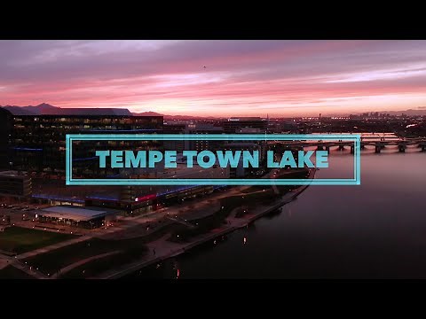 Tempe Town Lake, Arizona Mill Avenue in Ultra HD 4K Drone Footage