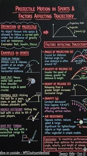 Projectile Motion in Sports 🏃‍♂️ | Class 12 Physical Education | projectile motion PE