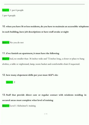 ALF Core Training Florida Exam Study Guide with 200 Questions and Answers 2025 2026 Verified Answers