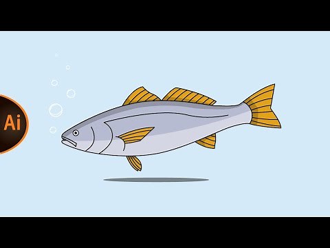 Adobe Illustrator Tutorial | How to create a FLAT VECTOR ILLUSTRATION of a FISH