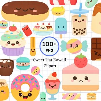 Sweet Kawaii Food Clipart | Cute Dessert PNG | Dessert Clipart  | Food & Drink