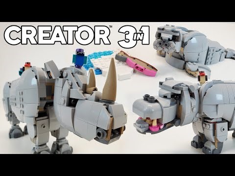 LEGO Creator Review: Rhino With Tickbirds (2025 Set 31171) Hippo & Walrus too!