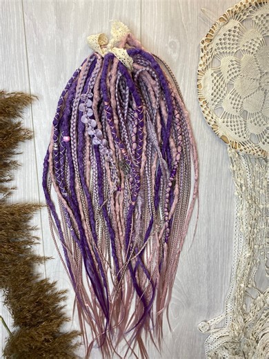 Pink & Purple Synthetic Dreadlocks: Boho Hair Extensions (DE/SE) - Etsy