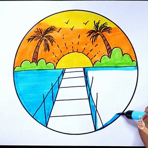 89K views · 2.1K reactions | Easy And Simple Sea Beach Scenery Drawing | AP Drawing | Facebook