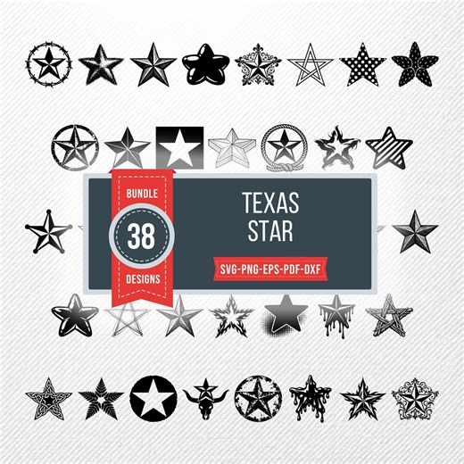 Texas Star Clipart SVG Bundle, 38 Vector Illustrations, PNG Eps PDF, Western Sheriff Graphics, Print Commercial Use - Etsy