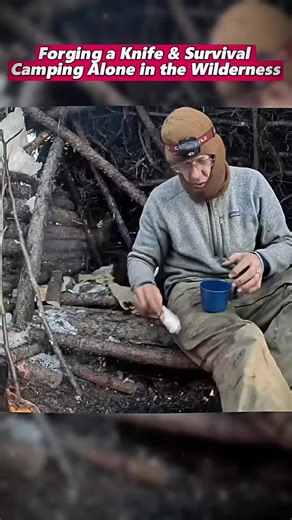 Forging a Knife & Survival Camping Alone in the Wilderness #survive #survivalskills #outdoorcooking #survival #outdoor #cooking #camp #alaska #bushcraft #outdoors #survivalskill #cook #camping