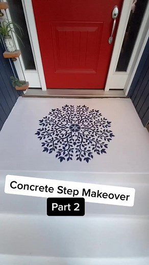 Front Step Makeover! #learnontiktok #howto #diy #alwayslearning #tipsandtricks #part2 #makeover #renovation #tiktokpartner #painting #stencil #tips
