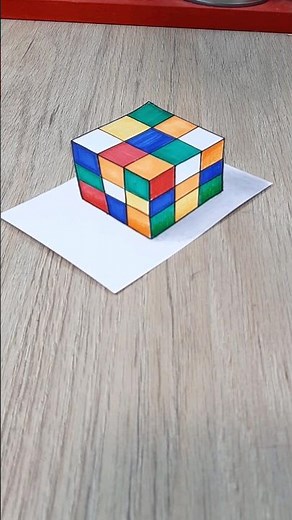🔴 How to Draw a 3D RUBIK'S CUBE 👉 Easy Drawing #shorts #art