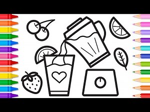 How to Draw a FRUIT SMOOTHIE Easy Step by Step for Kids 🍏🍊🍌🍉🍓