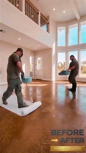 They Turned the Living Room into an Ocean! 🌊 Blue Epoxy Floor Transformation #interiordesign