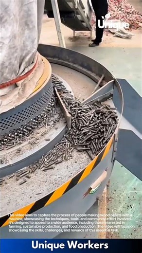 Making wood pellets with a machine: people making wood pellets with a machine