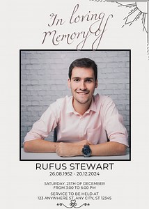 Funeral/memorial Service Invitation, Editable Template - Etsy