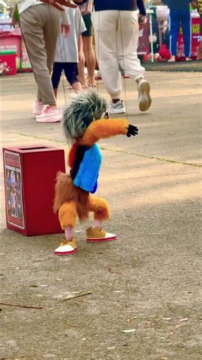 String puppet dancing to monitor chairman