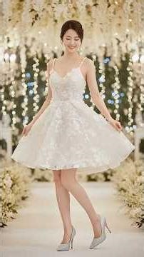 Ethereal Korean Bride in Dreamy Lace Dress & Sparkling Silver Sequin Heels #BridalDance #GhibliStyle