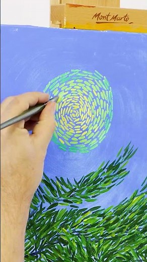 Paint a landscape Van Gogh style in acrylics 🖌 Full lesson is on our channel! #vangogh #acrylic
