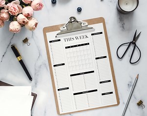 Weekly Planner Printable | Month at a Glance | to Do   Errands List | Time Blocking Scheduling | US Letter | Undated Organizer - Etsy