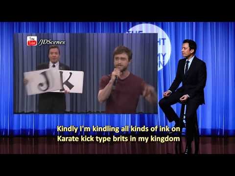 Daniel Radcliffe Singing Rapping Alphabet Aerobics Lyrics on Screen