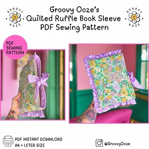 Quilted Ruffle Book Sleeve Sewing Pattern: Beginner DIY (PDF Tutorial) - Etsy