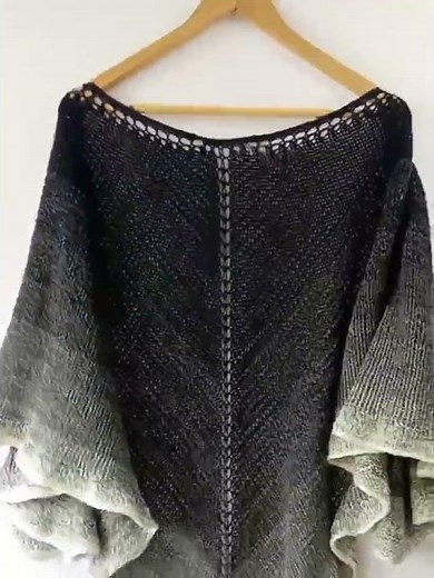 Easy Beginner Knit Crescent Shawl - Dancing Shadows Shawl