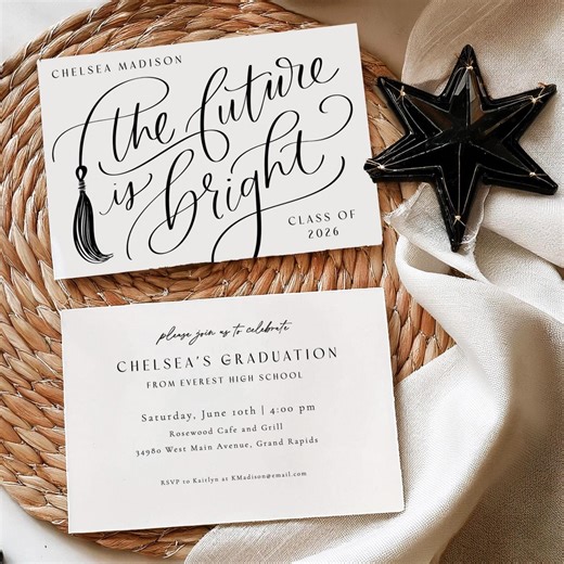 Hand Lettered Graduation Invitation Card Template | Editable Digital Template - Etsy