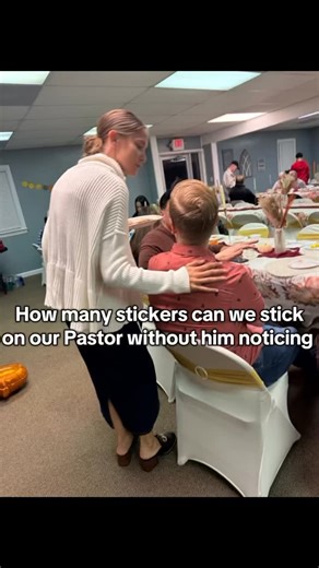 37 reactions | Throw back to our #friendsgiving #pastorprank Our Pastor is a hugger so it took him quite awhile to catch on to our little prank. Lucky for us, he’s a good sport too!! #passionatechurchlanc #community #stickerprank | Passionate Church | Facebook