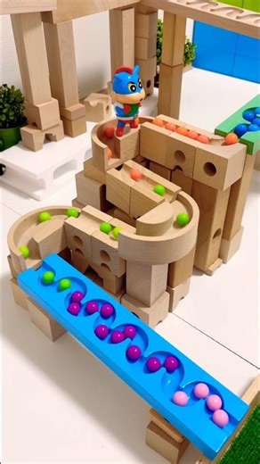 marble Run Race ASMR #111 Wooden Wave Course Colorful Marbles #marblerun #marblerunrace #asmr