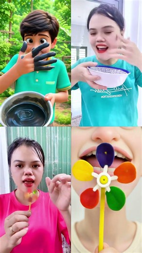 Black Slime Mask & Spinning Flower Lollipop 🖤🎭🍭