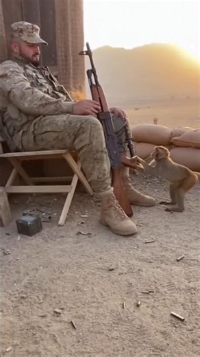 Monkey press the gun trigger 🤬 #army #military