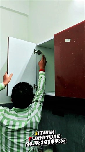 Acrylic Modular Kitchen white red combination #modularkitchen #acrylickitchen #modularkitchenideas