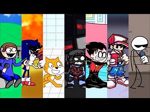 Mods 7 With FNF Dave/Bambi, Sonic.Exe, Scratch, SCP, Pibby Robin, Red & Johnny | Friday Night Funkin