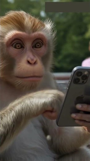 Monkey Discovers iPhone 🐒📱😂 #monkey #animalcomedy #funny
