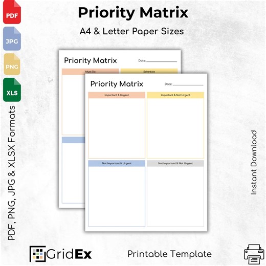 Priority Matrix Template | Eisenhower Decision Matrix | Excel Spreadsheet | Printable Worksheet | Task Prioritization - Etsy Norway