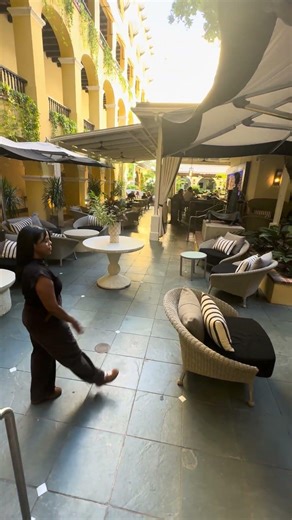 Outdoor dining area at Hotel El Convento in San Juan.
