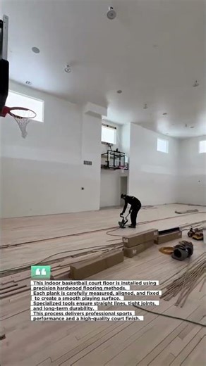 Indoor Basketball Court Hardwood Flooring Installation #Construction #Flooring #Basketball