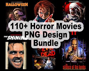 110 Horror Movies PNG Bundle | Scary Halloween PNG Designs for Shirts, Stickers & Sublimation | Transparent Background PNG Files - Etsy