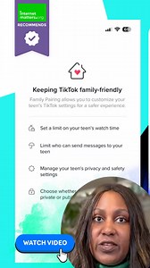 Whether your teen is a newbie or a seasoned TikTok user, Internet Matters recommends that parents check out Family Pairing to help keep them safe while they're enjoying the platform. Set up your parent account and link with your teen. From there you can manage their screen time, mute notifications, restrict content and manage who can contact them. Click here for step by step instructions: https://bit.ly/3Lo27bv | Internet Matters