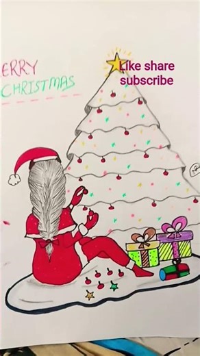 Santa claus🤶🏻 girl drawing#artcreative#creativeart#christmasdrawing #christmasdrawingideas#christmas