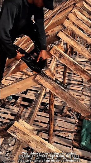 Chainsaw Cutting Work Tool using Wood Roof Frame #worktool