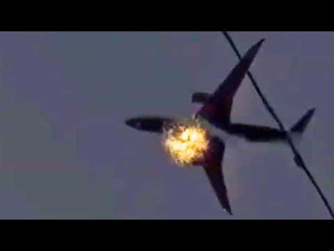 People Launch Firework At Flying Plane
