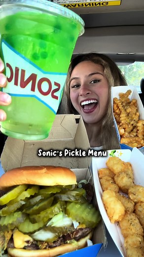 Sonic’s New Pickle Collab 🥒✨ #pickles #burger #mukbang #mukbangeatingshow #asmr #asmreating #asmrvideo #asmrtiktoks #collab #cheesy #sonic #chewing #swallow #foryoupage