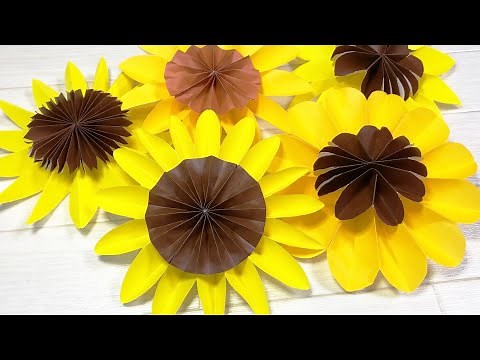 【折り紙】簡単！立体的で可愛いひまわりの折り方 夏の花（ペーパーフラワー）