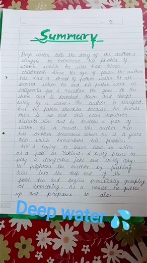 English 🤗 project class 12. Topic name:- Deep water 💧