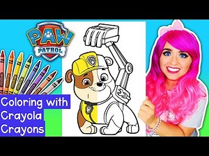 Coloring a GIANT Paw Patrol Rubble Coloring Page with Crayola Crayons! 🐾