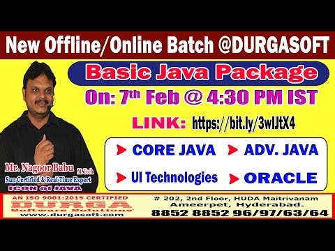 Basic Java Package Offline/Online Training @ DURGASOFT