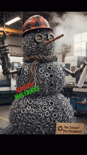 When you've been manufacturing for over 100 years in the PNW, you learn to adapt. 🤷‍♂️We don't have snow, but we do have tons of precision-machined metal shavings. Meet the only snowman who can handle a $12,000$-ton press and never melt.#PNWLife #EngineeredWoodProducts #RoboticAutomation #CustomMachinery | Globe Machine Manufacturing