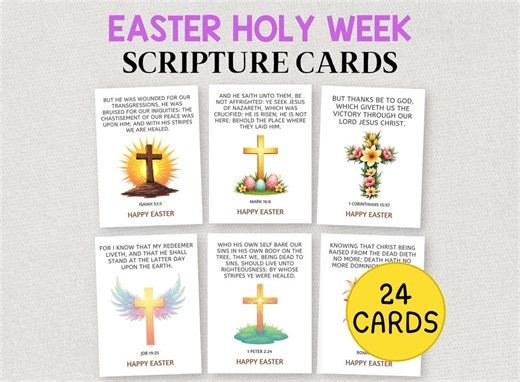 Easter Bible Verses, Holy Week Cards, He is Risen, Christian Tract Handout, KJV Verses Printable Scripture Cards, Church Prayer Board - Etsy