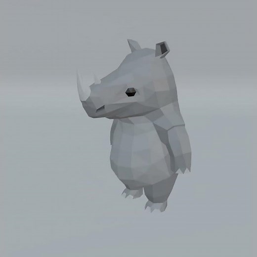 Low Poly Stylized Standing Cute Rhino - Link in the Description #lowpoly #digitalart #art #blender