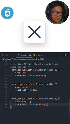 🍔 ¡Menú Hamburguesa animado con HTML, CSS y JS! en menos de 1 minuto #programacionweb