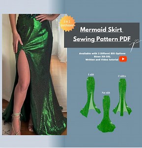 Mermaid Skirt Sewing Pattern, Slit Options XS-3XL (PDF Digital Download) - Etsy