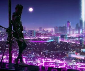 Neon Samurai Live Wallpaper